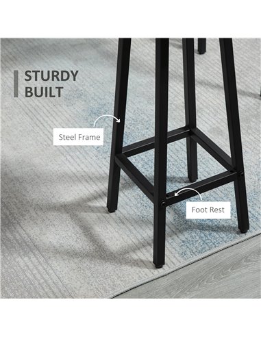 HOMCOM 6-Piece Bar Table Set, 2 Breakfast Tables with 4 Stools, Counter Height Dining Tables & Chairs for Kitchen, Living Room, 