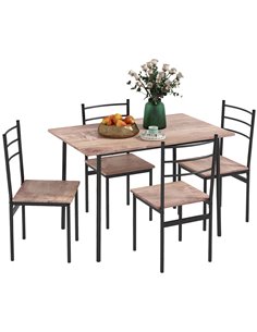 HOMCOM 5 Piece Dining Table and 4 Chairs Set, Brown 83A-051V80LR