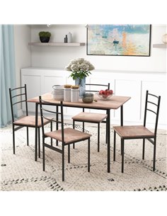 HOMCOM 5 Piece Dining Table and 4 Chairs Set, Brown 83A-051V80LR 2
