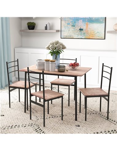 HOMCOM 5 Piece Dining Table and Chairs Set 4, Dining Room Sets, Steel Frame Space Saving Table and 4 Chairs for Compact Kitchens