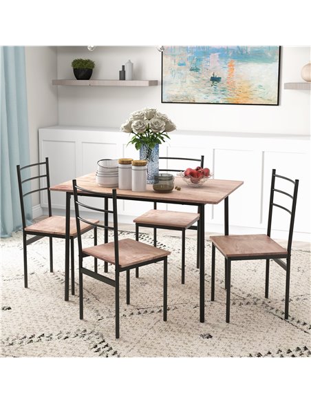 HOMCOM 5 Piece Dining Table and Chairs Set 4, Dining Room Sets, Steel Frame Space Saving Table and 4 Chairs for Compact Kitchens - pic 59408 | FastDaddyshop