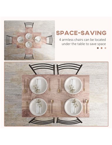 HOMCOM 5 Piece Dining Table and Chairs Set 4, Dining Room Sets, Steel Frame Space Saving Table and 4 Chairs for Compact Kitchens