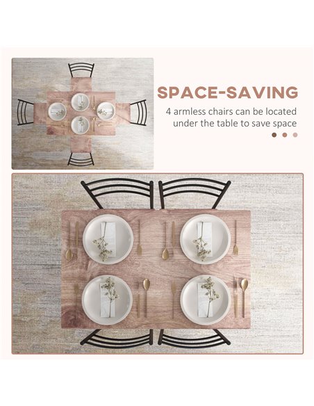 HOMCOM 5 Piece Dining Table and Chairs Set 4, Dining Room Sets, Steel Frame Space Saving Table and 4 Chairs for Compact Kitchens - pic 59411 | FastDaddyshop