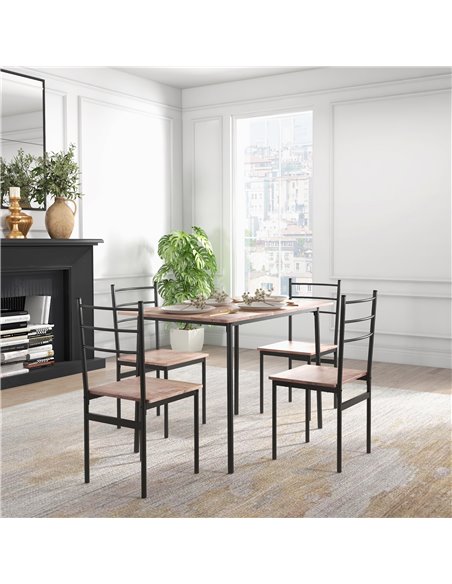 HOMCOM 5 Piece Dining Table and Chairs Set 4, Dining Room Sets, Steel Frame Space Saving Table and 4 Chairs for Compact Kitchens - pic 59413 | FastDaddyshop