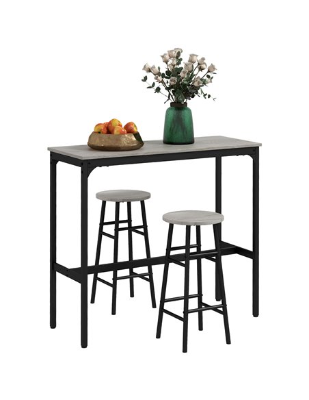 HOMCOM 3 Piece Bar Table Set with 2 Stools, Grey 83A-048V80GY - pic 59416 | FastDaddyshop