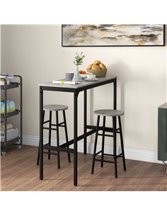 HOMCOM 3 Piece Bar Table Set with 2 Stools, Grey 83A-048V80GY 2