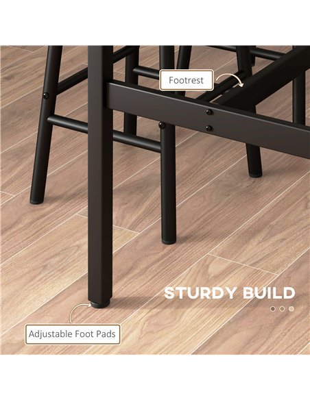 HOMCOM 3 Piece Bar Table Set with 2 Stools, Industrial Bar Table and Stool Set, Dining Table and Chair Set for Small Space, Grey - pic 59421 | FastDaddyshop