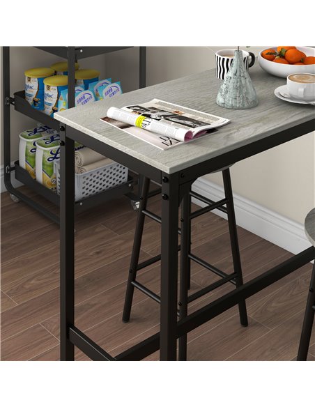 HOMCOM 3 Piece Bar Table Set with 2 Stools, Industrial Bar Table and Stool Set, Dining Table and Chair Set for Small Space, Grey - pic 59422 | FastDaddyshop