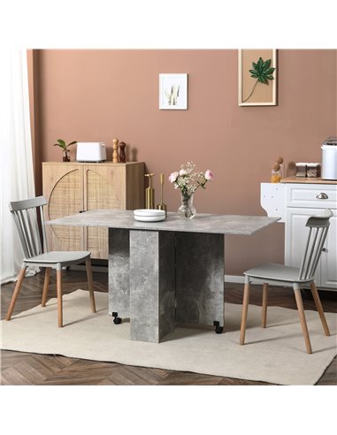 HOMCOM Folding Dining Table, Drop Leaf Table for Small Spaces with 2-tier Shelves, Small Kitchen Table with Rolling Casters, Cem
