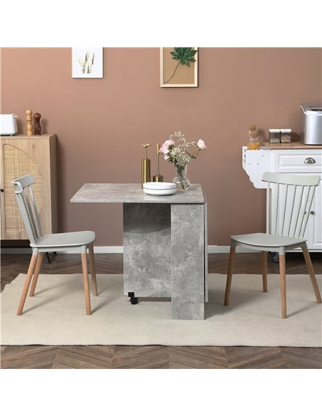 HOMCOM Folding Dining Table, Drop Leaf Table for Small Spaces with 2-tier Shelves, Small Kitchen Table with Rolling Casters, Cem - pic 59431 | FastDaddyshop
