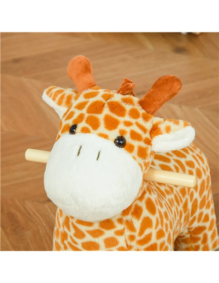 HOMCOM 2-IN-1 Kids Plush Ride-On Rocking Gliding Horse Giraffe-shaped Plush Toy Rocker with Realistic Sounds for Child 36-72 Mon - pic 5944 | FastDaddyshop