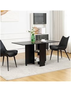 HOMCOM Foldable Dining Table, Extendable Drop Leaf Table, Black 835-621V00BK 2