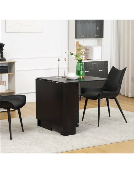 HOMCOM Foldable Dining Table, Extendable Drop Leaf Table with 2-tier Shelves, Small Dinner Table with Rolling Casters 835-621V00 - pic 59449 | FastDaddyshop