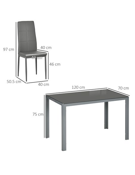 HOMCOM 5-Piece Kitchen Dining Table Set with 4 Faux Leather Metal Frame Chairs Glass Tabletop Desk for Dining Room, Kitchen, Din - pic 59454 | FastDaddyshop