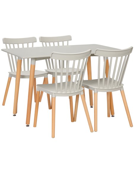 HOMCOM 5 Piece Dining Table Set with Space Saving Table and 4 Chairs, Grey 835-844V00GY - pic 59461 | FastDaddyshop