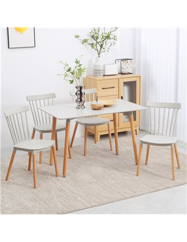 HOMCOM 5 Piece Dining Table Set with Beech Wood Legs, Space Saving Table and 4 Chairs for Small Kitchens, Grey 835-844V00GY