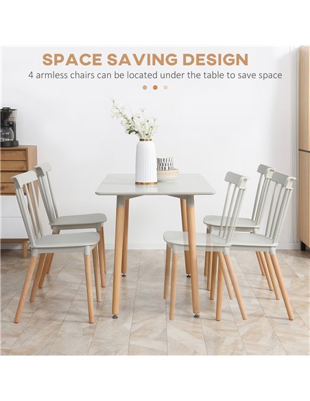 HOMCOM 5 Piece Dining Table Set with Beech Wood Legs, Space Saving Table and 4 Chairs for Small Kitchens, Grey 835-844V00GY - pic 59464 | FastDaddyshop