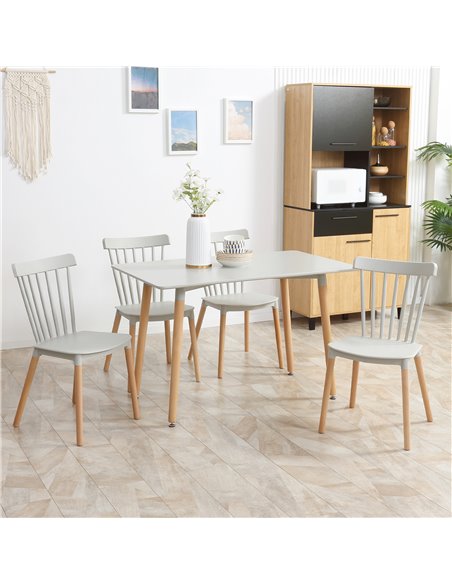 HOMCOM 5 Piece Dining Table Set with Beech Wood Legs, Space Saving Table and 4 Chairs for Small Kitchens, Grey 835-844V00GY - pic 59469 | FastDaddyshop
