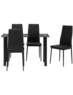 HOMCOM Modern Space-Saving 5 Pieces Kitchen Dining Table Set, Black 835-839V71BK