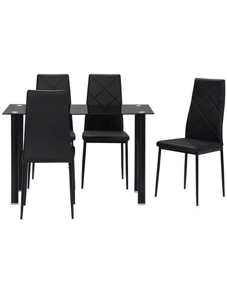 HOMCOM Modern Space-Saving 5 Pieces Kitchen Dining Table Set, Black 835-839V71BK - pic 59470 | FastDaddyshop