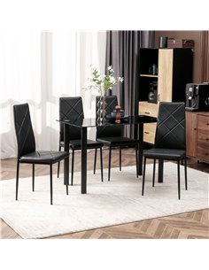 HOMCOM Modern Space-Saving 5 Pieces Kitchen Dining Table Set, Black 835-839V71BK 2