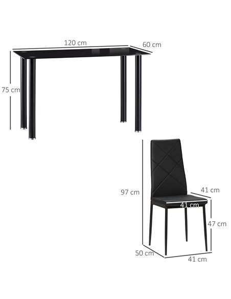 HOMCOM Modern Dining Table Set for 4, Space-Saving 5 Pieces Kitchen Table Set with Rectangle Table and Steel Frame, Black 835-83 - pic 59472 | FastDaddyshop