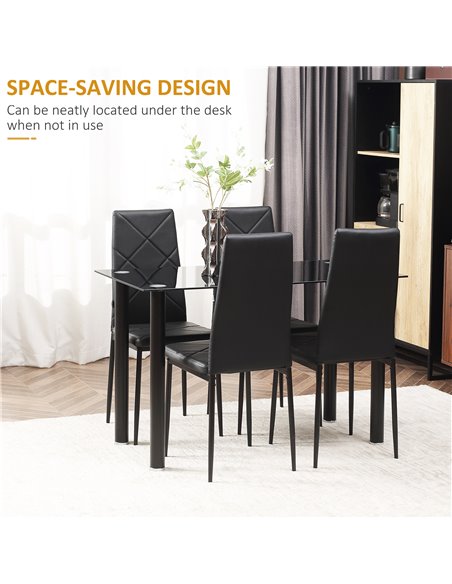 HOMCOM Modern Dining Table Set for 4, Space-Saving 5 Pieces Kitchen Table Set with Rectangle Table and Steel Frame, Black 835-83 - pic 59475 | FastDaddyshop