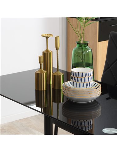 HOMCOM Modern Dining Table Set for 4, Space-Saving 5 Pieces Kitchen Table Set with Rectangle Table and Steel Frame, Black 835-83