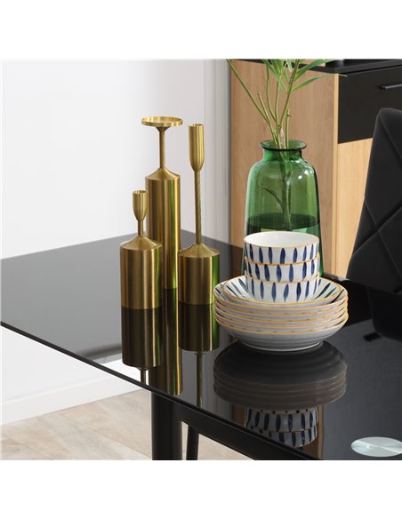 HOMCOM Modern Dining Table Set for 4, Space-Saving 5 Pieces Kitchen Table Set with Rectangle Table and Steel Frame, Black 835-83 - pic 59477 | FastDaddyshop
