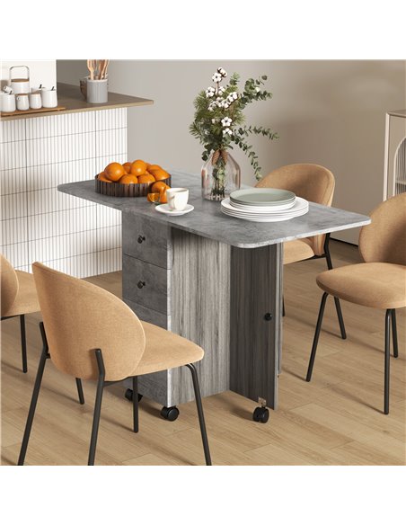 HOMCOM Foldable Dining Table, Drop Leaf Table with Drawers and Storage Cabinet 835-679MX - pic 59480 | FastDaddyshop