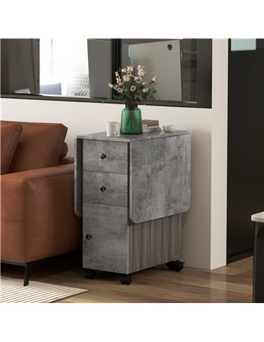 HOMCOM Foldable Dining Table, Drop Leaf Table with Drawers and Storage Cabinet 835-679MX