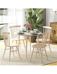 HOMCOM Folding Dining Table, Round Drop Leaf Table, Natural 83A-111V80AK 2