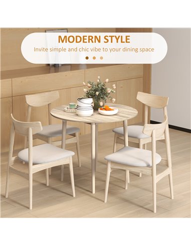 HOMCOM Folding Dining Table, Round Drop Leaf Table, Space Saving Small Kitchen Table with Wood Legs for Dining Room, Natural 83A
