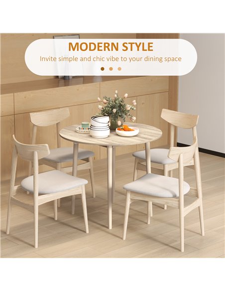 HOMCOM Folding Dining Table, Round Drop Leaf Table, Space Saving Small Kitchen Table with Wood Legs for Dining Room, Natural 83A - pic 59492 | FastDaddyshop