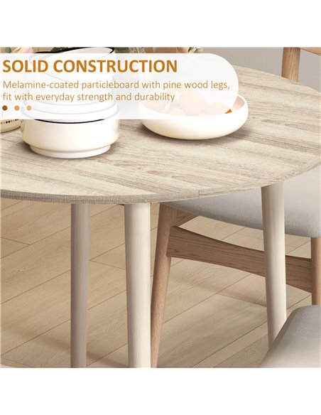 HOMCOM Folding Dining Table, Round Drop Leaf Table, Space Saving Small Kitchen Table with Wood Legs for Dining Room, Natural 83A - pic 59493 | FastDaddyshop