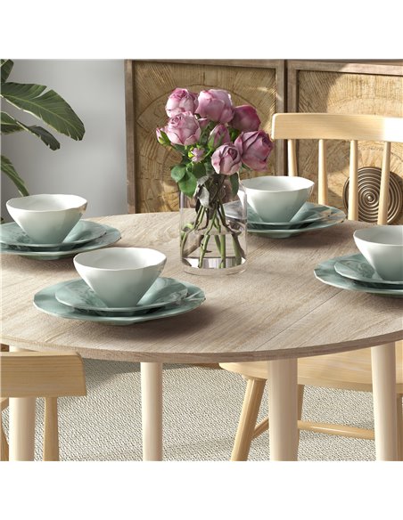 HOMCOM Folding Dining Table, Round Drop Leaf Table, Space Saving Small Kitchen Table with Wood Legs for Dining Room, Natural 83A - pic 59495 | FastDaddyshop