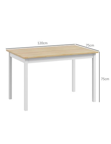 HOMCOM 120 x 75cm Dining Table, Farmhouse Dining Room Table with Pine Wood Frame, Space Saving Kitchen Table, Natural 83A-103V00