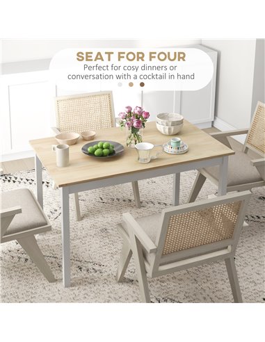 HOMCOM 120 x 75cm Dining Table, Farmhouse Dining Room Table with Pine Wood Frame, Space Saving Kitchen Table, Natural 83A-103V00