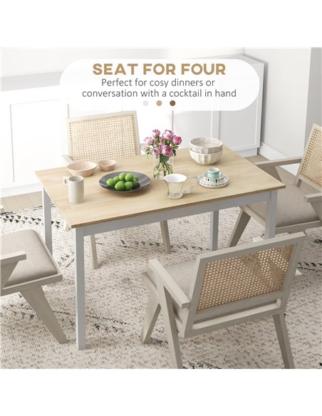 HOMCOM 120 x 75cm Dining Table, Farmhouse Dining Room Table with Pine Wood Frame, Space Saving Kitchen Table, Natural 83A-103V00 - pic 59500 | FastDaddyshop