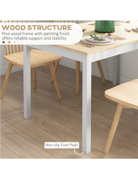 HOMCOM 120 x 75cm Dining Table, Farmhouse Dining Room Table with Pine Wood Frame, Space Saving Kitchen Table, Natural 83A-103V00 - pic 59501 | FastDaddyshop