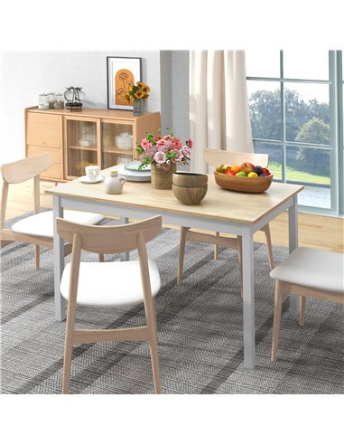 HOMCOM 120 x 75cm Dining Table, Farmhouse Dining Room Table with Pine Wood Frame, Space Saving Kitchen Table, Natural 83A-103V00