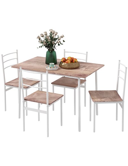 HOMCOM 5 Piece Dining Room Table and Chairs Set, Brown 83A-051V81LR - pic 59506 | FastDaddyshop
