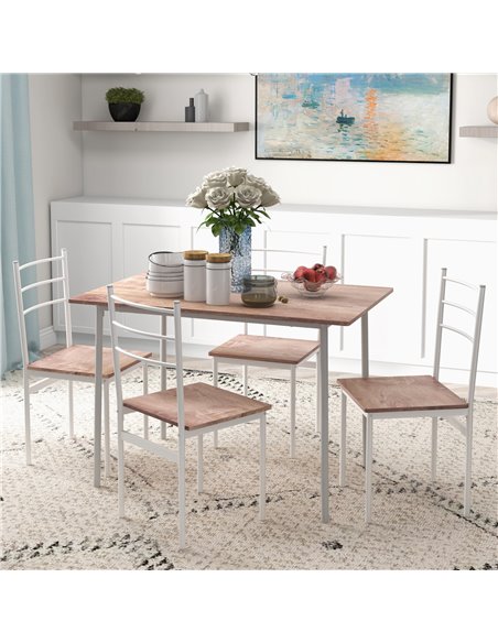 HOMCOM 5 Piece Dining Table and Chairs Set, Dining Room Sets, Steel Frame Space Saving Table and 4 Chairs for Compact Kitchens,  - pic 59507 | FastDaddyshop