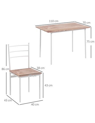HOMCOM 5 Piece Dining Table and Chairs Set, Dining Room Sets, Steel Frame Space Saving Table and 4 Chairs for Compact Kitchens, 