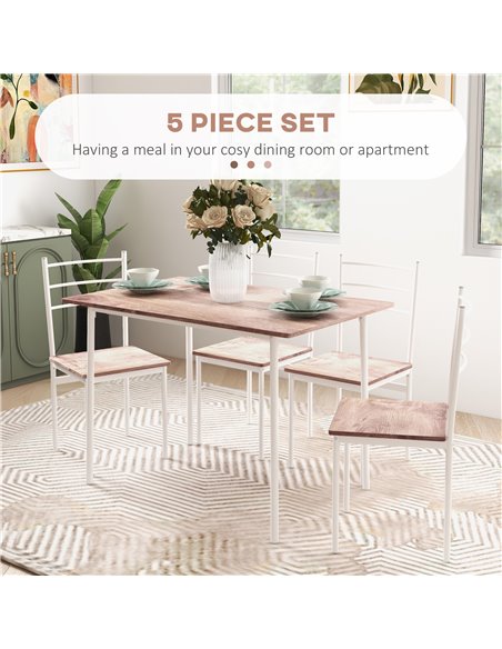 HOMCOM 5 Piece Dining Table and Chairs Set, Dining Room Sets, Steel Frame Space Saving Table and 4 Chairs for Compact Kitchens,  - pic 59509 | FastDaddyshop