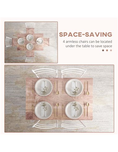 HOMCOM 5 Piece Dining Table and Chairs Set, Dining Room Sets, Steel Frame Space Saving Table and 4 Chairs for Compact Kitchens, 