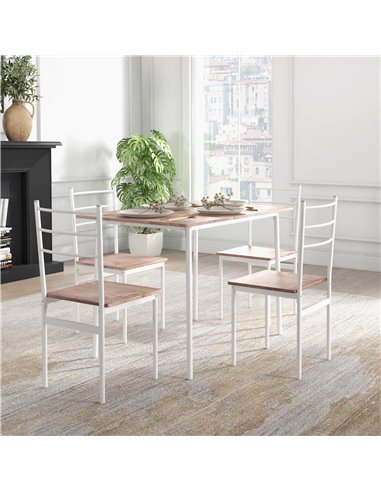HOMCOM 5 Piece Dining Table and Chairs Set, Dining Room Sets, Steel Frame Space Saving Table and 4 Chairs for Compact Kitchens, 