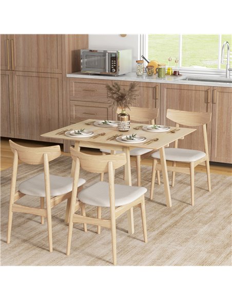HOMCOM Folding Dining Table, Extendable Kitchen Table for Small Space, Wooden Drop Leaf Table for 2-4 People, Natural Wood Effec - pic 59516 | FastDaddyshop