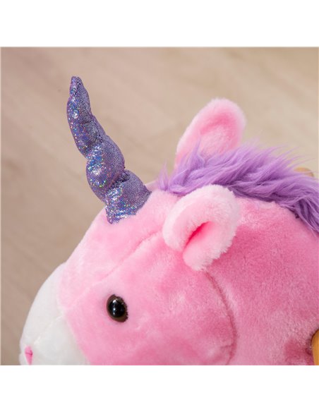HOMCOM Ride On Unicorn Walking Horse Toy with Wheels Mechanical Rocking Pony Gift for 3-6 Years Girls Boys Pink - pic 5952 | FastDaddyshop