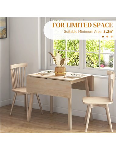 HOMCOM Folding Dining Table, Extendable Kitchen Table for Small Space, Wooden Drop Leaf Table for 2-4 People, Natural Wood Effec